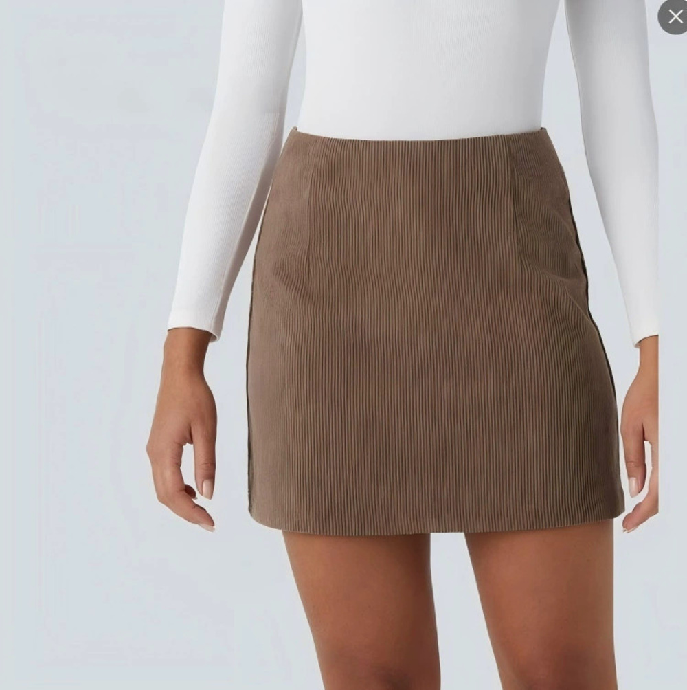 Zara High Waist Invisible Zipper Corduroy Mini Skirt with Lining